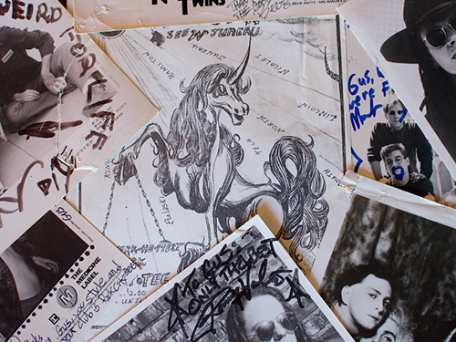 A pile of Unicorn fliers and signed glossies.